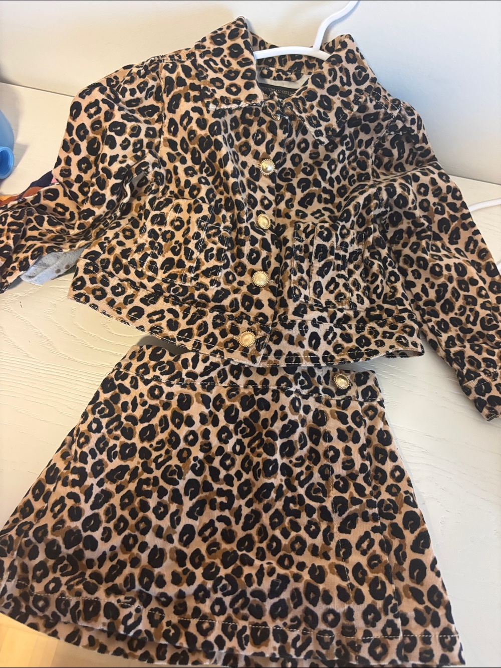 Christian Siriano Leopard Print Kids Jacket - Tan & Black